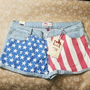 American Flag jean shorts